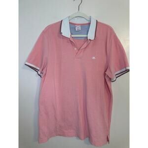 Brooks Brothers Mens Pink Short Sleeve Classic Polo Preppy Golf Heritage Large